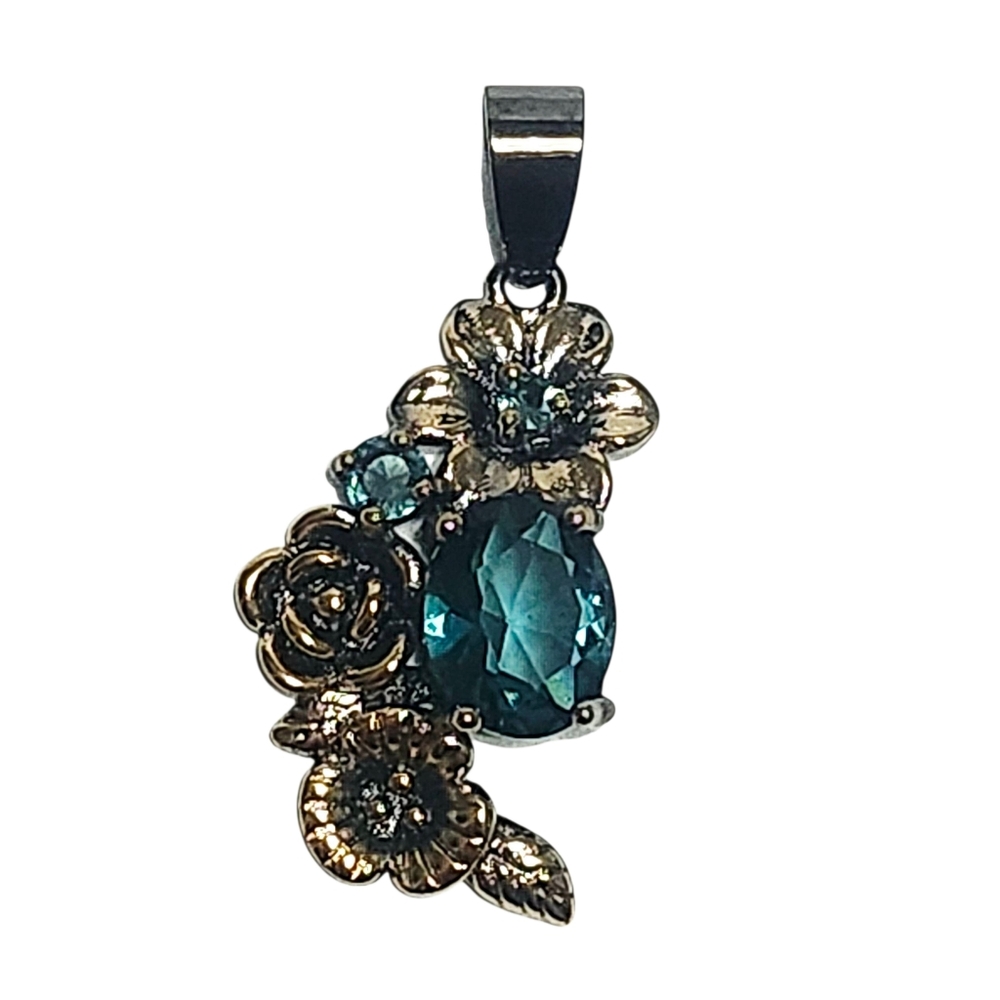 2.50 ctw London Blue Topaz Silver Pendant 1.25"